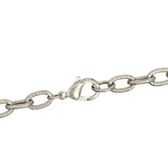 Empire Silver Spoon/Faux White Pearl "Faith" & Cross Opera Chain Clasp Necklace - Picture 7 of 9